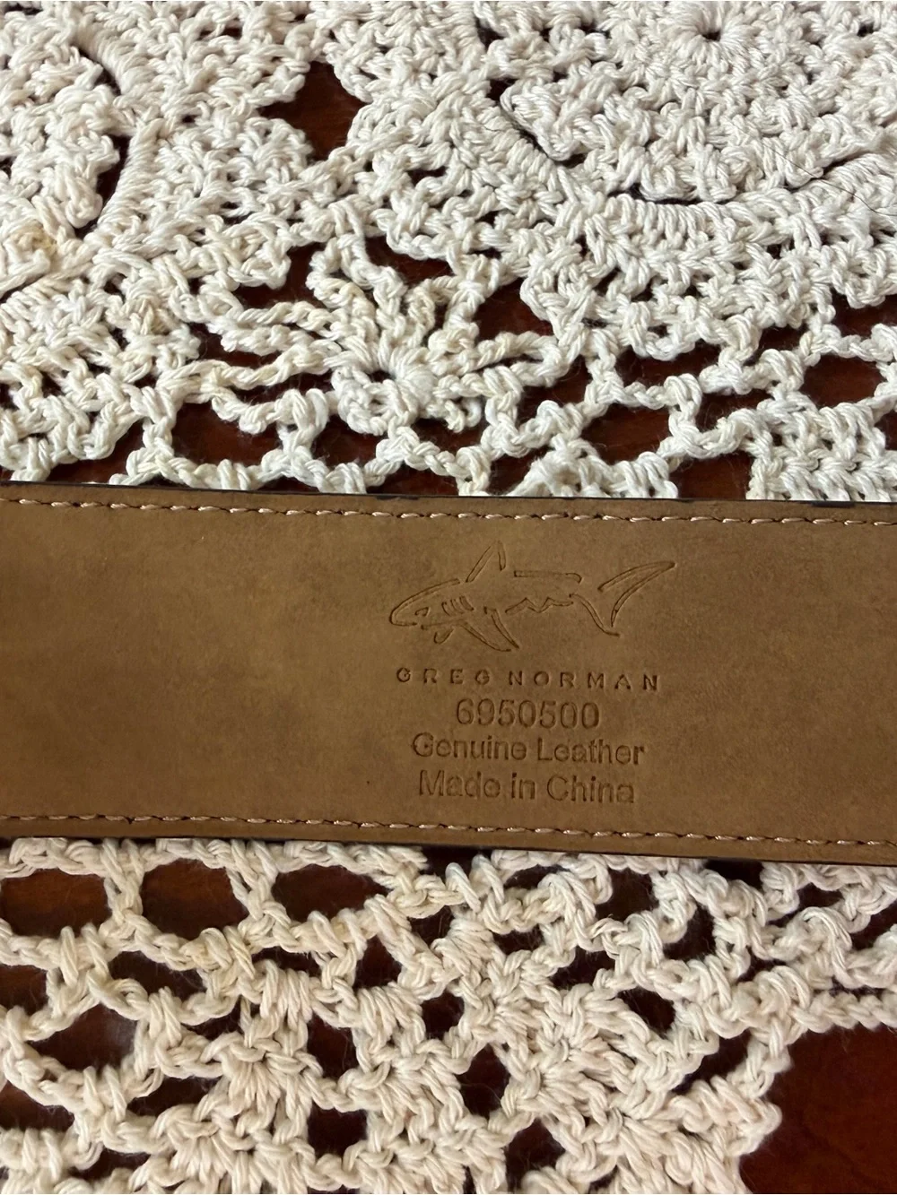 Greg Norman Collection Brown Leather Adjustable Belt with Brushed Silver Buckle
